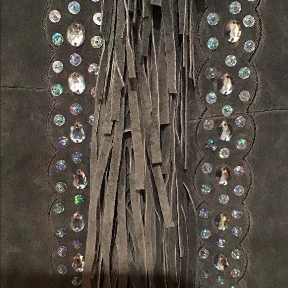 VIA ACCENTI SUEDE FRINGE BLINGY DUSTER JACKET 16W - Picture 11 of 11